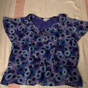 Sag Harbor Blue and Purple Floral Blouse